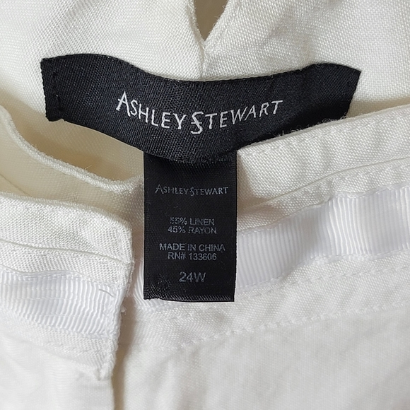 Ashley Stewart White Linen/Rayon Blend Lightweight Pants - Picture 5 of 5